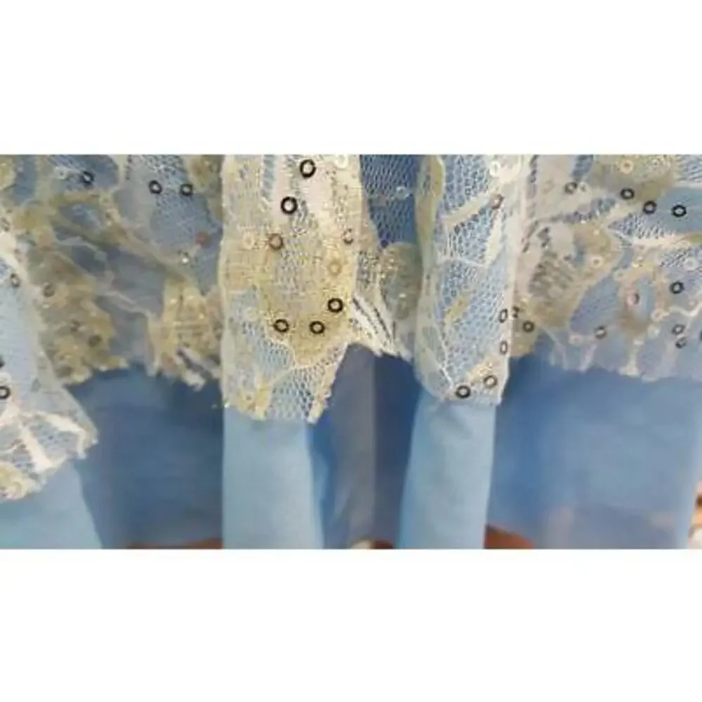 Pre-Owned Dance Costume Weissman 6008 Medium Child Blue Lyrical Sequin